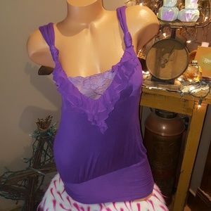 Bebe lace ruffle knotted smocked top S